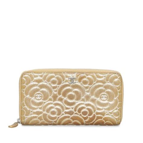 chanel camellia zip wallet|chanel small wallet on chain.